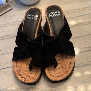Donald J. Pliner Black and cork slide